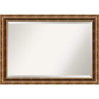 Beveled Wood Bathroom Wall Mirror - Manhattan Bronze Frame - Outer Size: 41 x 29 in