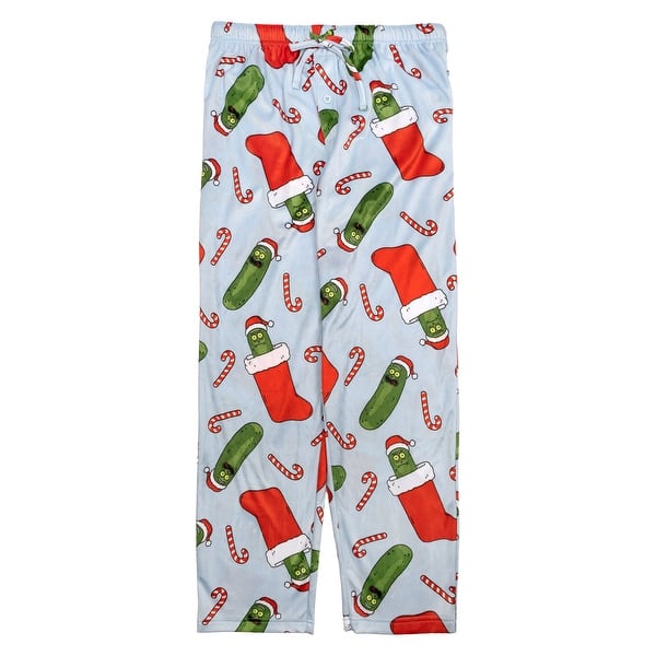 Rick and Morty Merry Pickle Rick Silky Fleece Lounge Pants, Grey