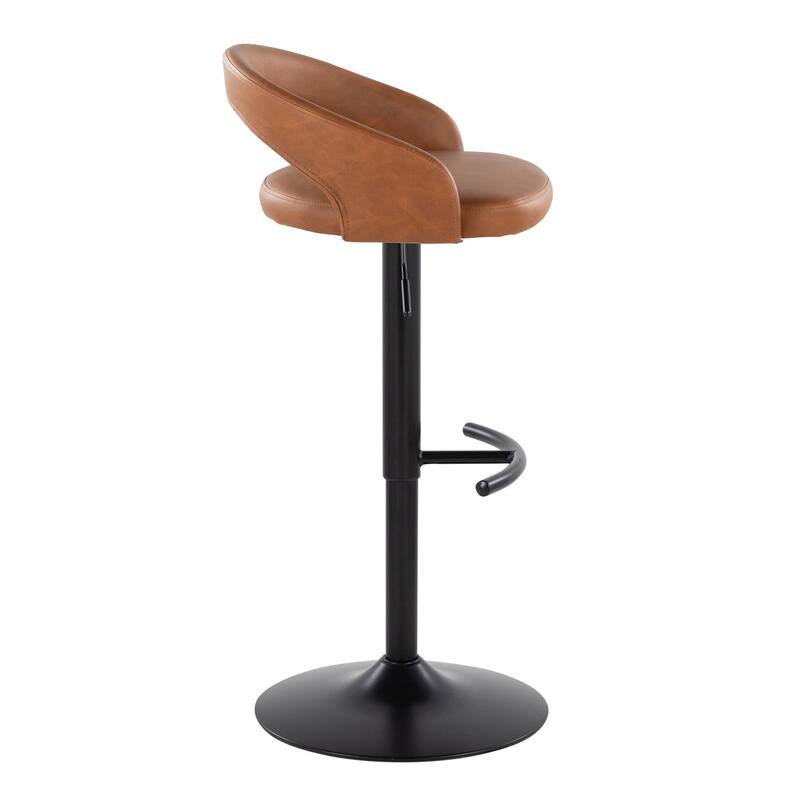 Grotto Upholstered Adjustable Barstool with Black Metal - Set Of 3