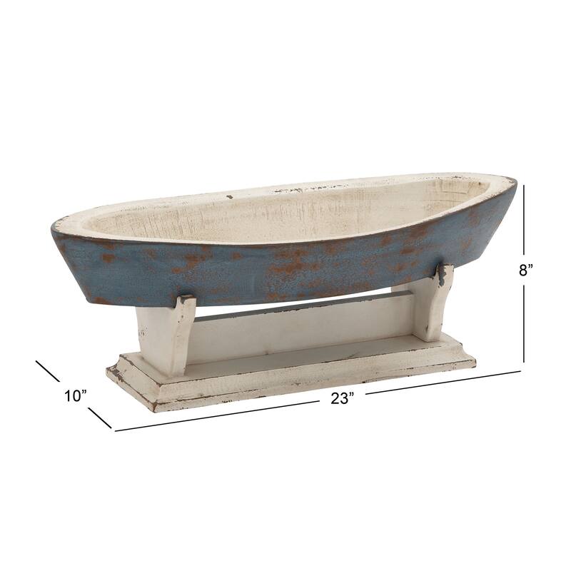 Wooden Sail Boat Sculpture - Blue - Roche River Decor - 10"W x 23"L x 8"H