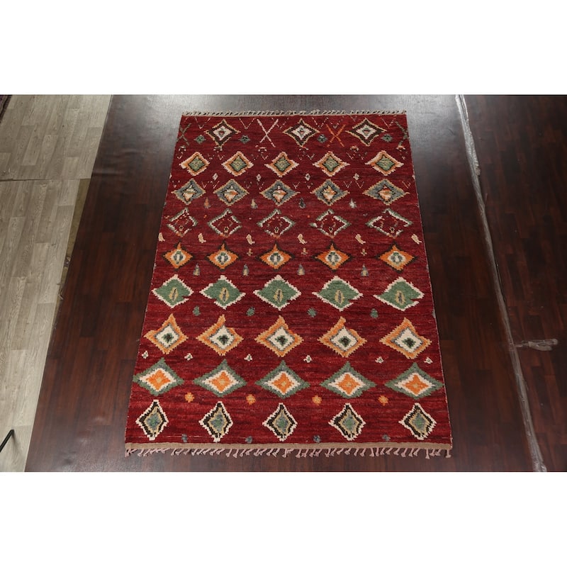 Geometric Tribal Moroccan Oriental Area Rug Hand-knotted Wool Carpet - 7'8" x 10'8"