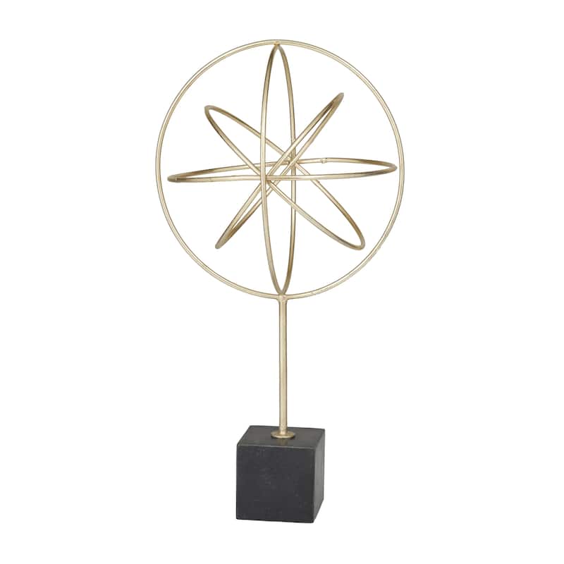 Marble Geometric Sculpture with Black Base - Gold - CosmoLiving by Cosmopolitan - Gold
