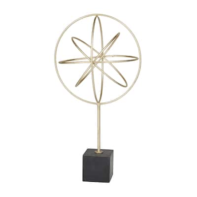 Marble Geometric Sculpture with Black Base - Gold - CosmoLiving by Cosmopolitan