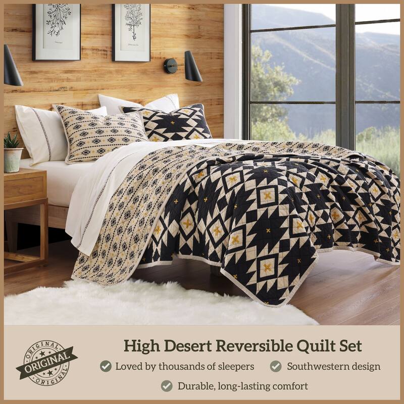 Paseo Road High Desert Aztec Southwestern Rustic Bedding 3 Piece Quilt Set