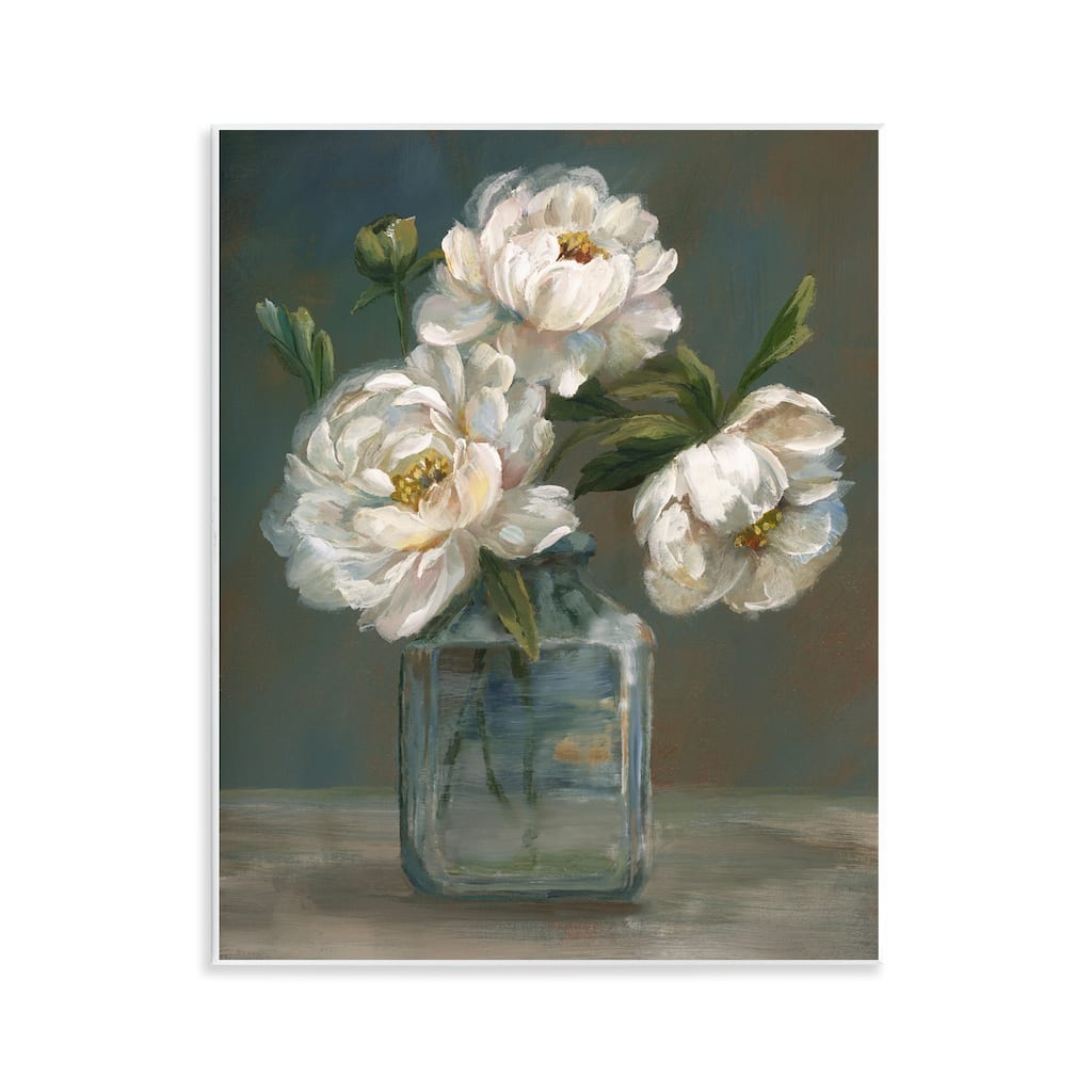 Stupell Traditional White Flower Trio Wall Plaque Art Design By Nan