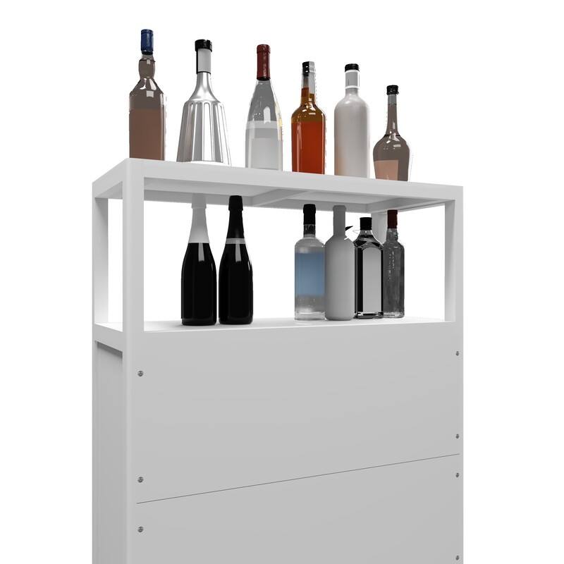 Bamboo storage cabinet, freestanding bathroom cabinet with 2 louvered doors, floor-standing cabinet