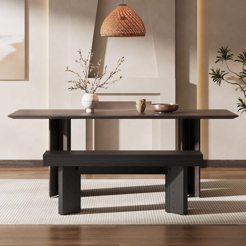 Farmhouse Wooden Dining Bench, 47" Indoor Kitchen Table Bench