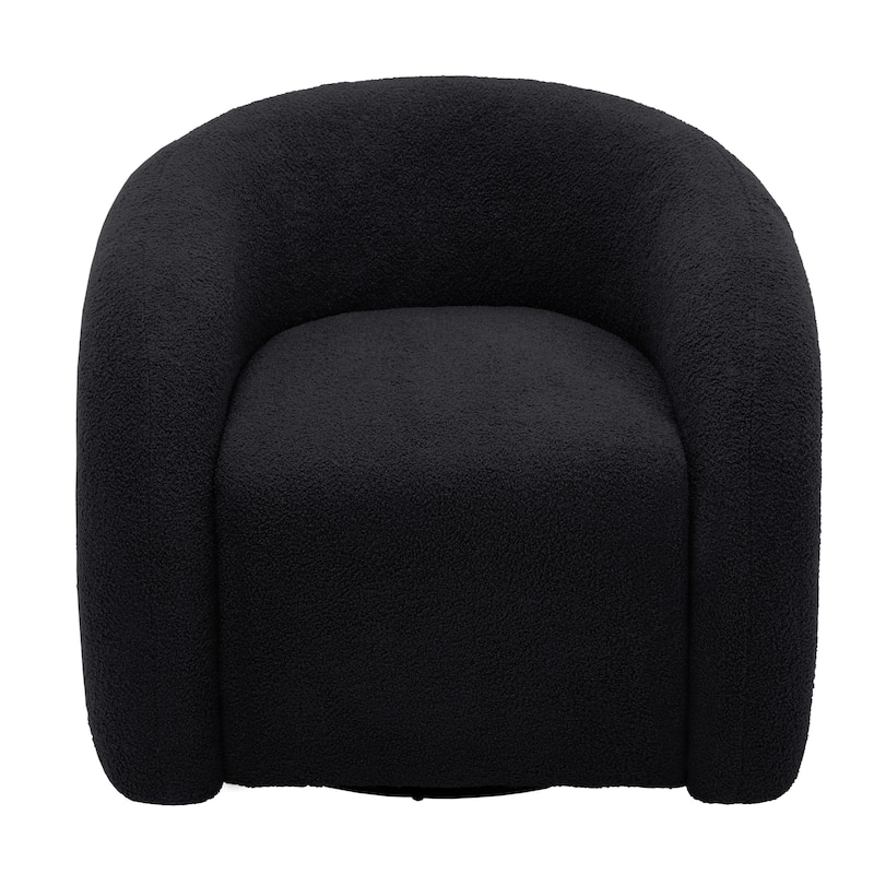 Modern Upholstered Swivel 360 degree Rotation Boucle Barrel Chair
