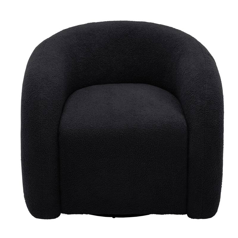 Set of 2 Boucle Upholstered Swivel Accent Barrel Chairs