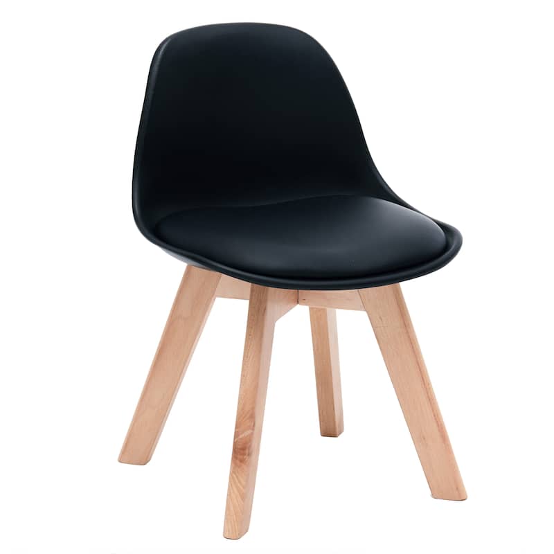 Porthos Home Brynn Kids Chair, Plastic Shell With Seat Cushion, Beech Wood Legs