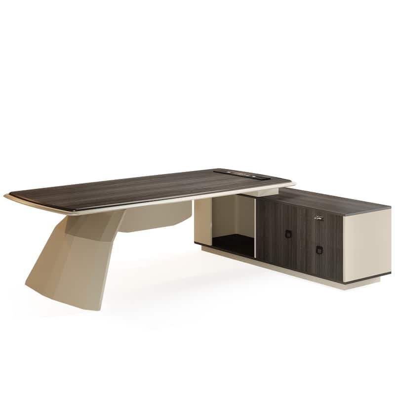 Large Modern Executive Computer Desk with Cabinet for Office