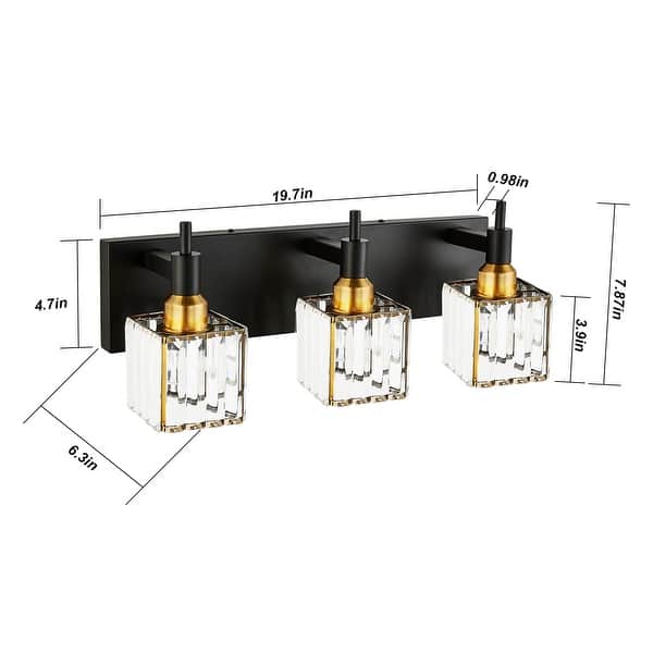 dimension image slide 19 of 23, 2/3/4-Light Modern Bathroom Crystal Vanity Light Wall Sconces