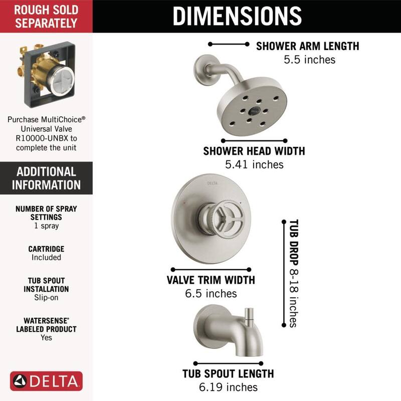 Delta T14458 Trinsic Monitor 14 Series Tub and Shower Trim Package