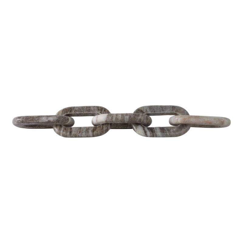 Travertine Wood Modern Decorative Chain Link Sculpture Accent Decor