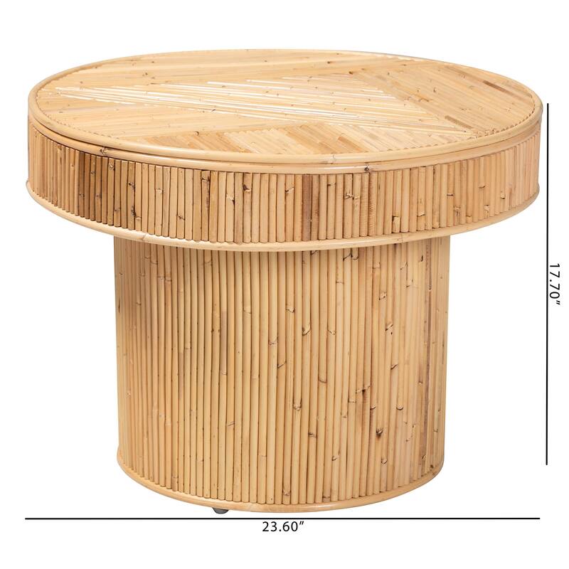 Iryna Modern Bohemian Natural Rattan End Table