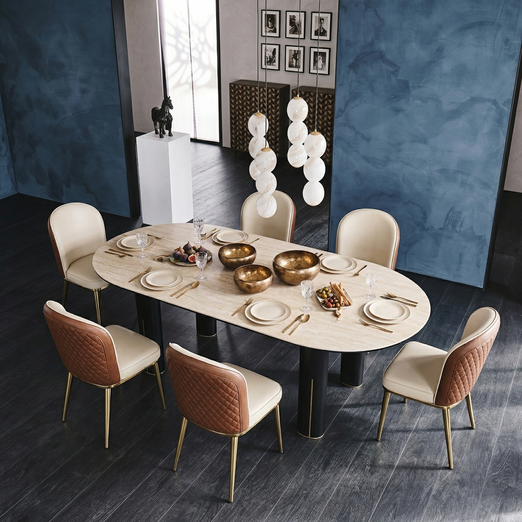 Modern Elegant Oval Sintered Stone Dining Table(71