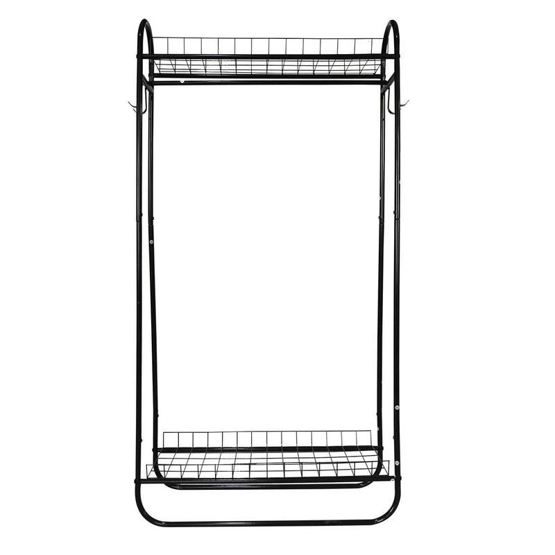 Freestanding Clothing Rack - Metal Double Rods Clothes Drying rackfor ...