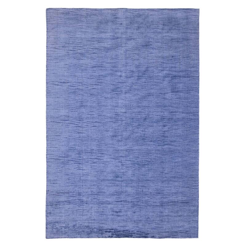 ECARPETGALLERY Hand Loomed Elysian Slate Blue Viscose Rug - 5'10 x 8'11