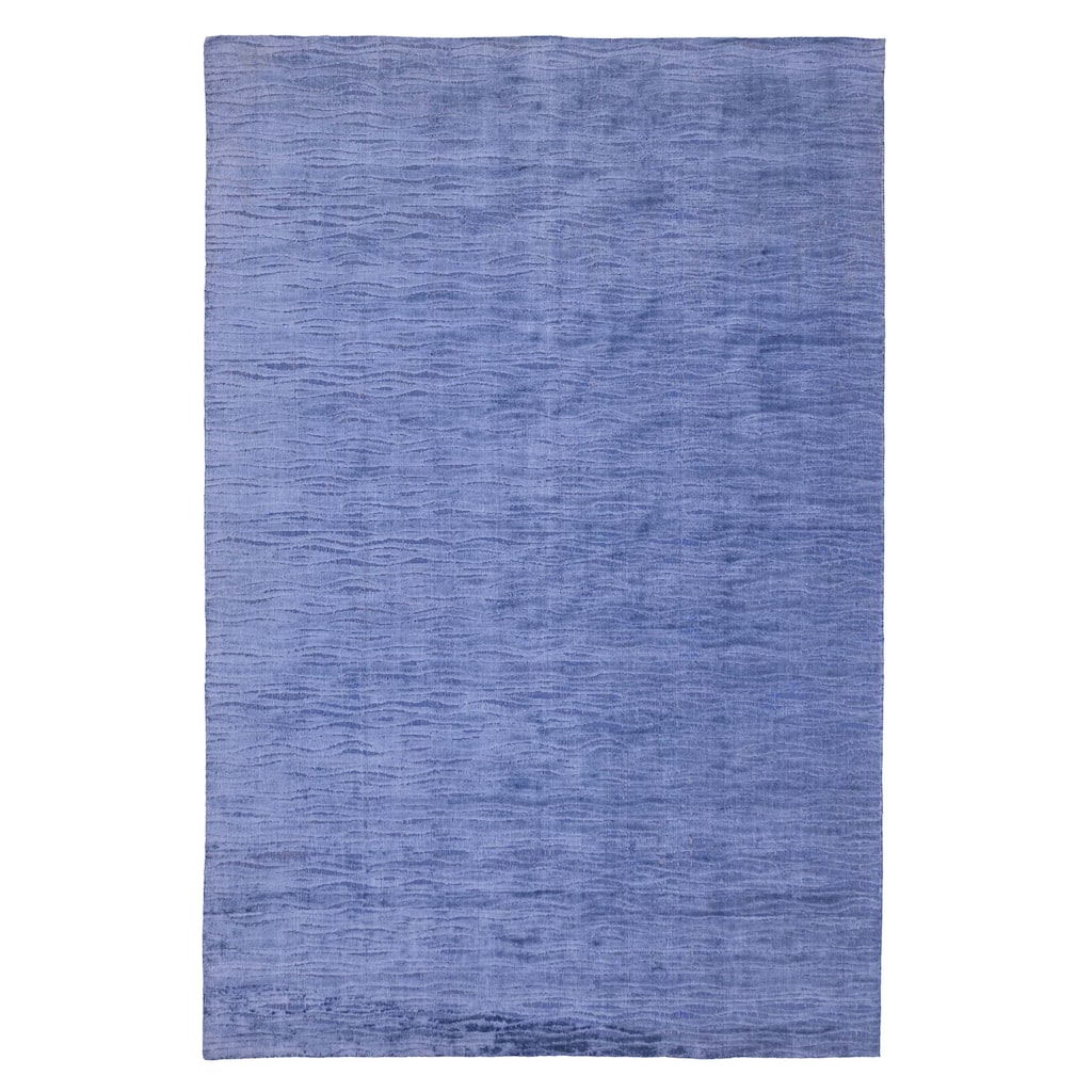 ECARPETGALLERY Hand Loomed Elysian Slate Blue Viscose Rug - 5'10 x 8'11