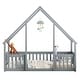 preview thumbnail 10 of 16, Twin Floor House Bed with Fence,Guardrails