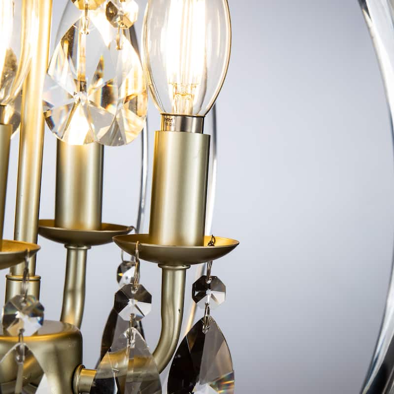 OB - 4-Light Modern Clear Globe Ghost Chandelier With Crystal And Champagne Candlestick - W16'''