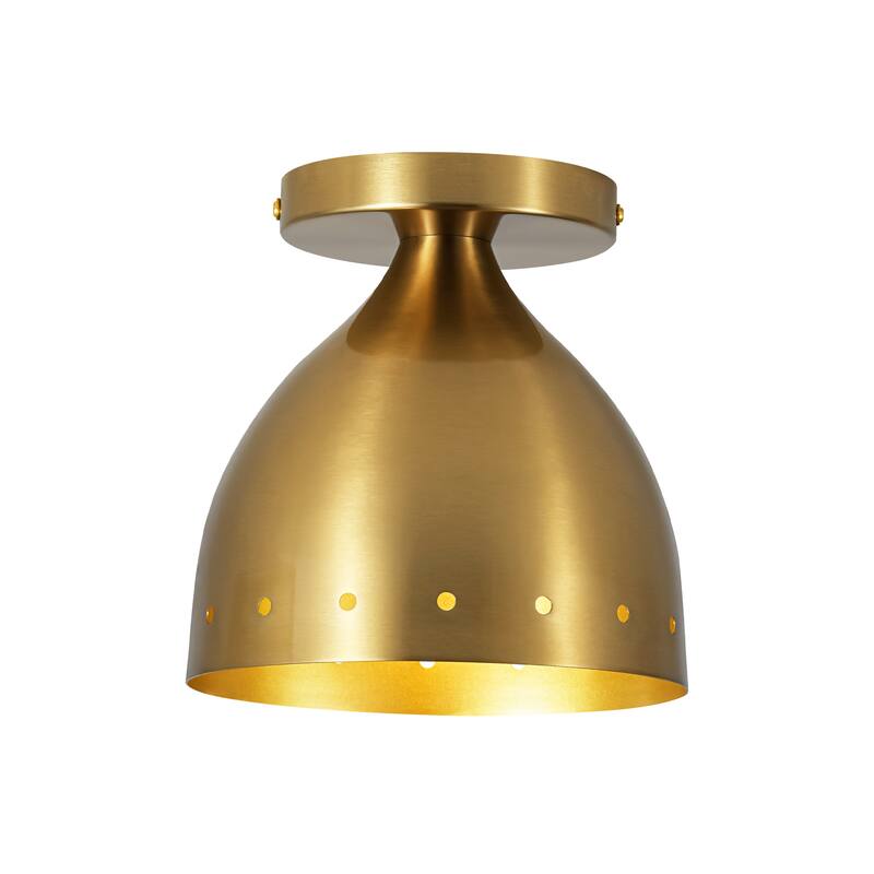 6.9" W 1-Light Retro Handcrafted Brass Finish Gold Interior Dome Design Flush Mount Ceiling Light for Bedroom, Kitchen