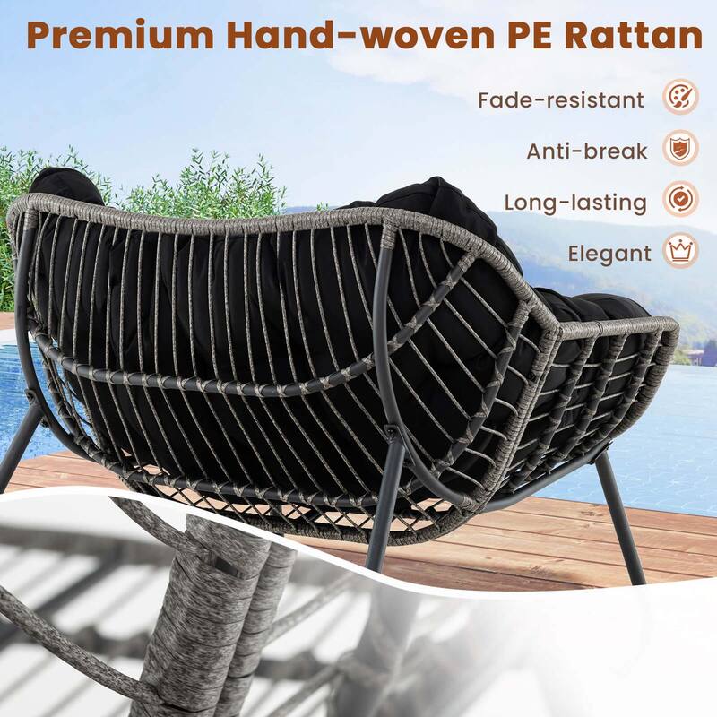 Costway 1/2 PCS Outdoor Rocking Chair Oversized Patio PE Wicker Egg