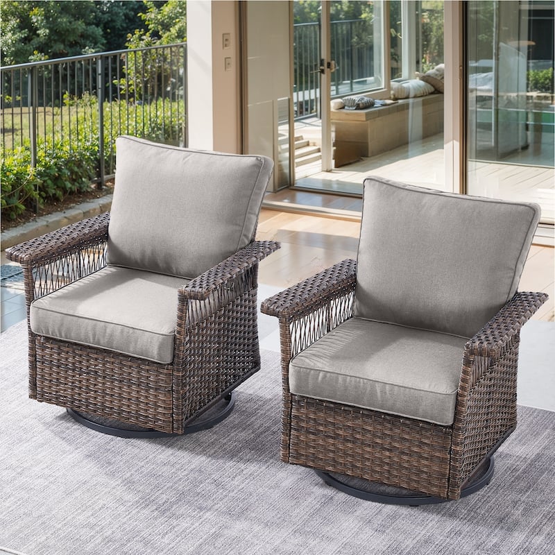 Gymojoy Outdoor Wicker Set of 2 Swivel Glider Chairs