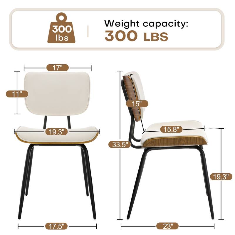 Faux Leather Upholstered Dining Chairs Set of 2/4 - 33.5"H x 19.3"W x 23"D