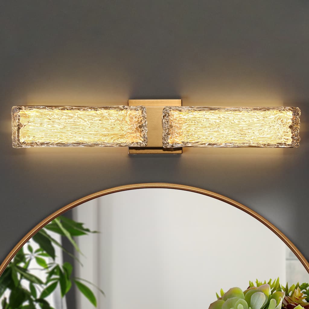 Modern Contemporary 1-Light LED Gold Wall Sconce Bathroom Vanity Light - W 24.6" x H 4.7"