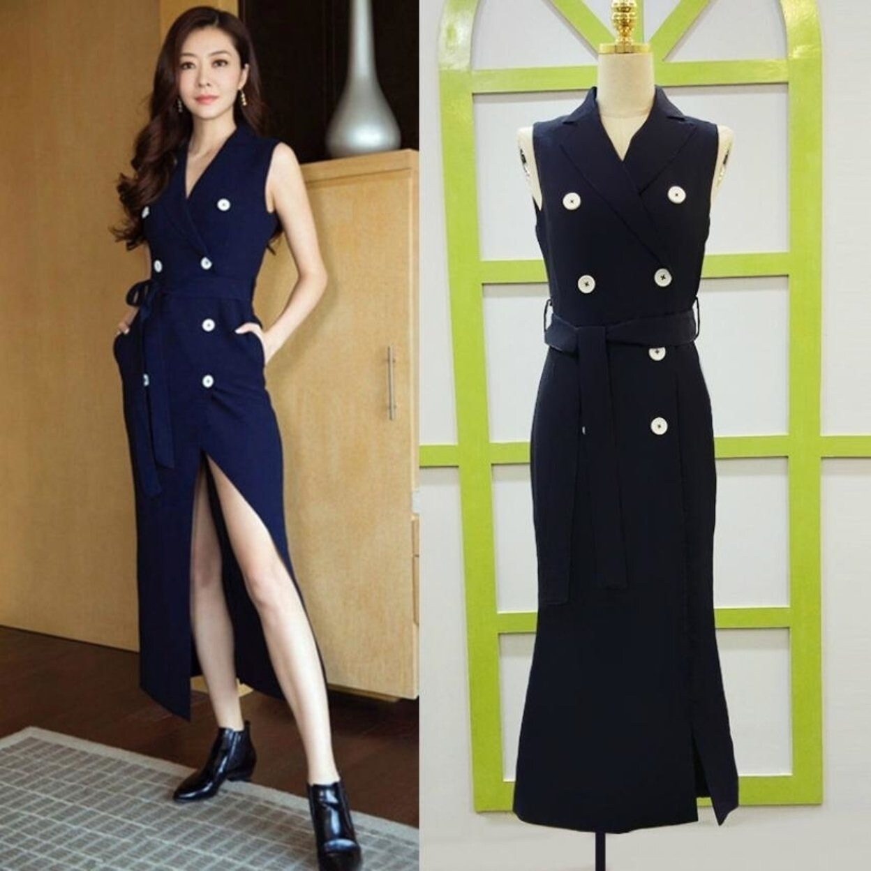 navy blue mid calf dress