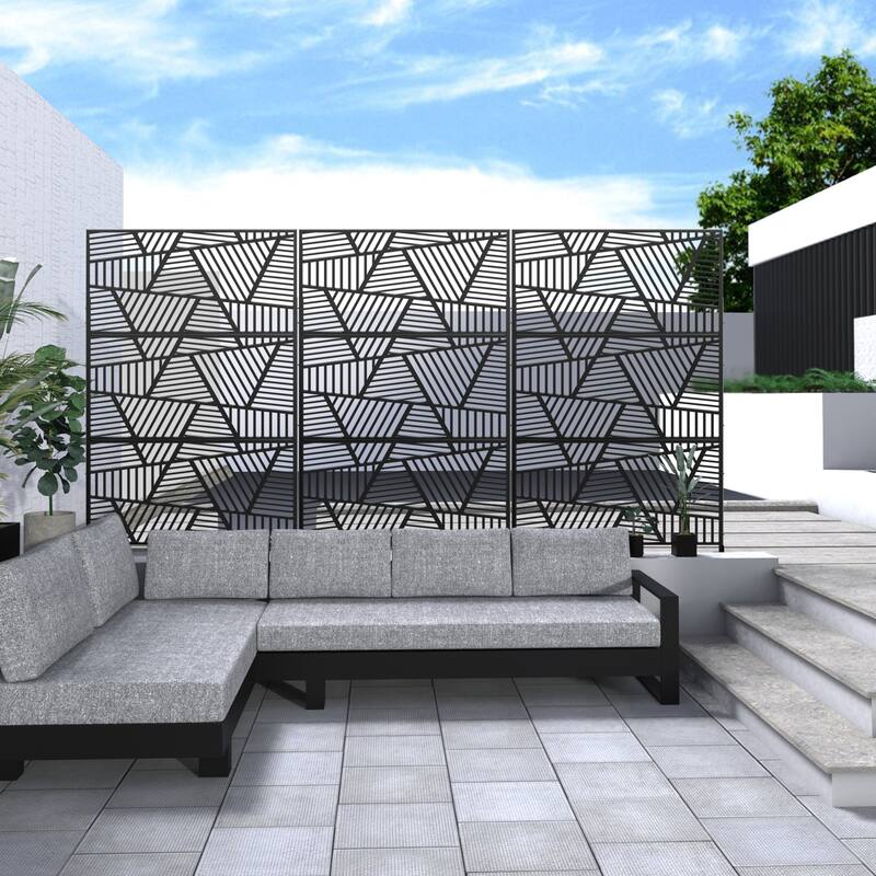 Metal Privacy Screen Wall Decoration Free Standing-6.3 ft. H X 4 ft. W