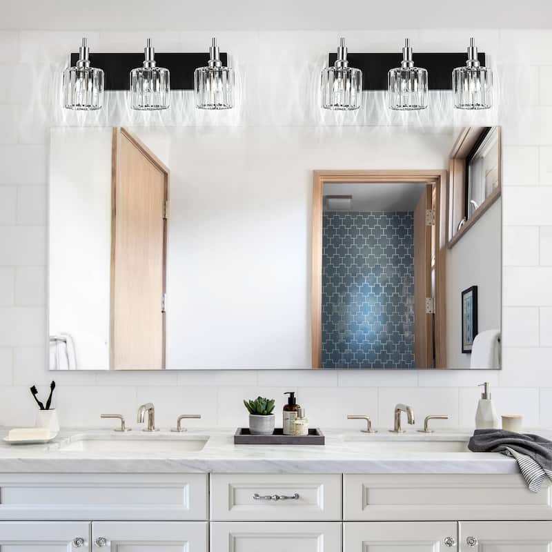 3/4/5-Light Modern Glam Dimmable Cylinder Crystal Wall Light Bathroom Vanity Light