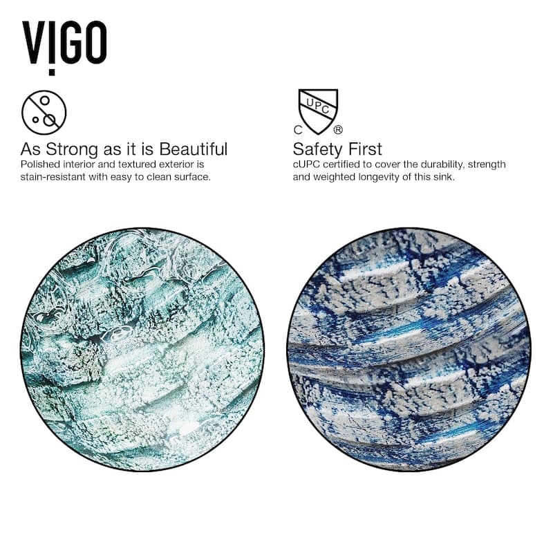 VIGO Giovanni 17"L x 17"W x 6"H Glass Round Vessel Bathroom Sink