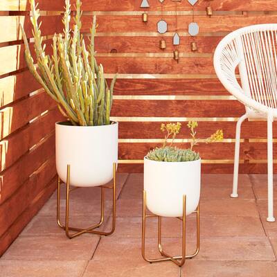 Iron Glam Contemporary Planter (Set of 2) - S/2 16", 13"H