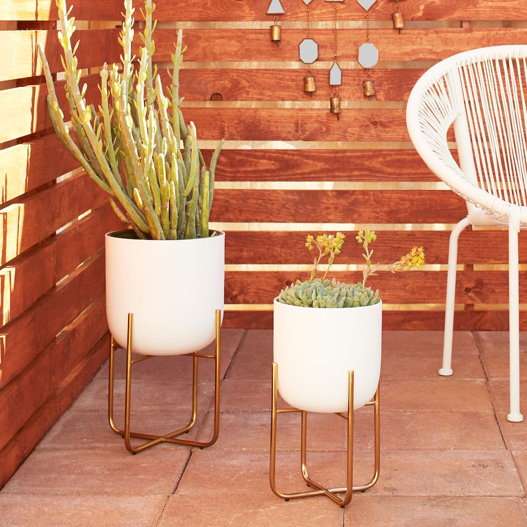 Iron Glam Contemporary Planter (Set of 2) - S/2 16", 13"H