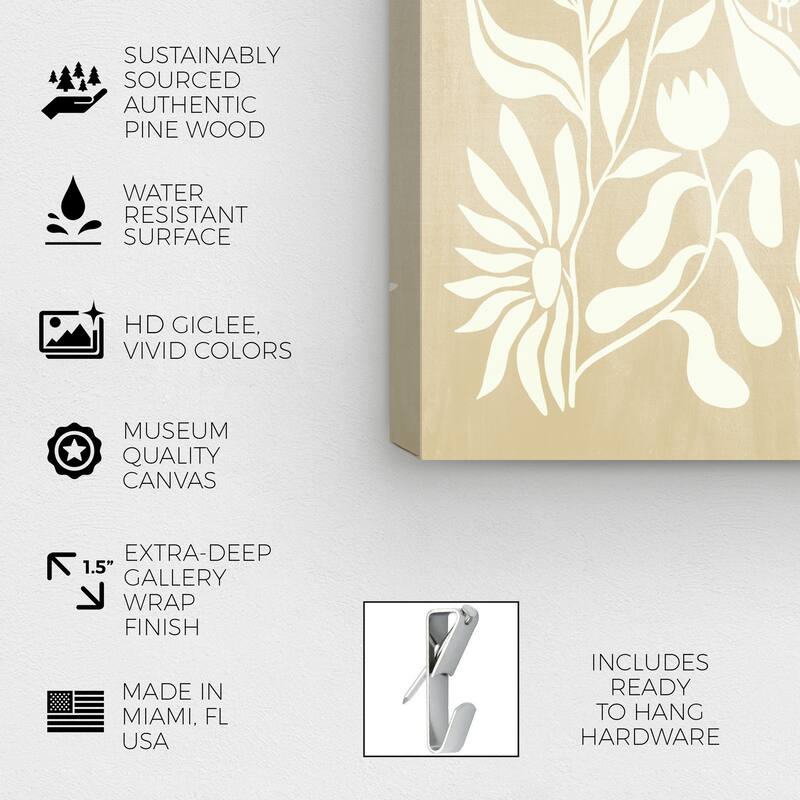 Wynwood Studio Canvas Floral and Botanical Cream Abstract Floral Brown and Tan Bohemian & Eclectic Wall Art Canvas Print