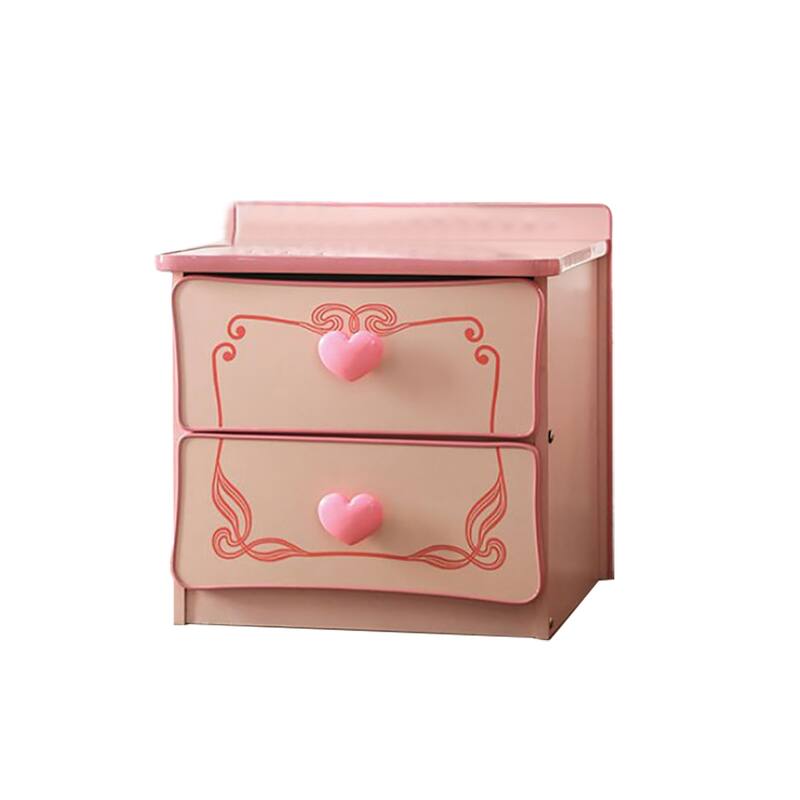 Wooden 2 Drawers Nightstand in Pink