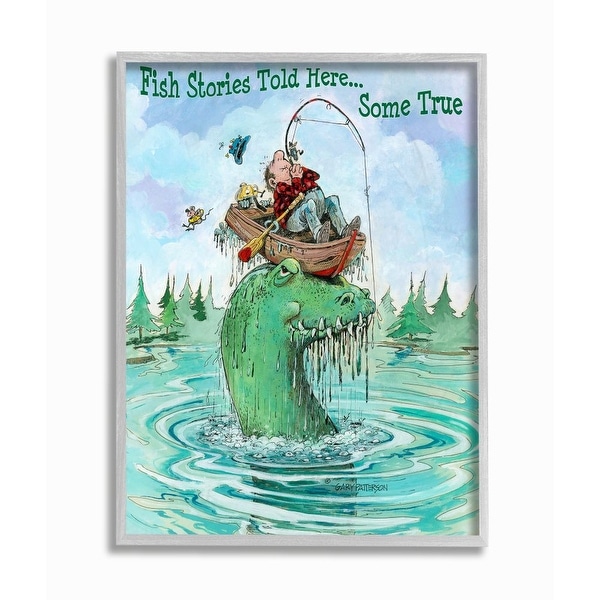 Stupell Industries Stories Told Here Funny Sports Fishing Cartoon Design Framed Wall Art. Opens flyout.