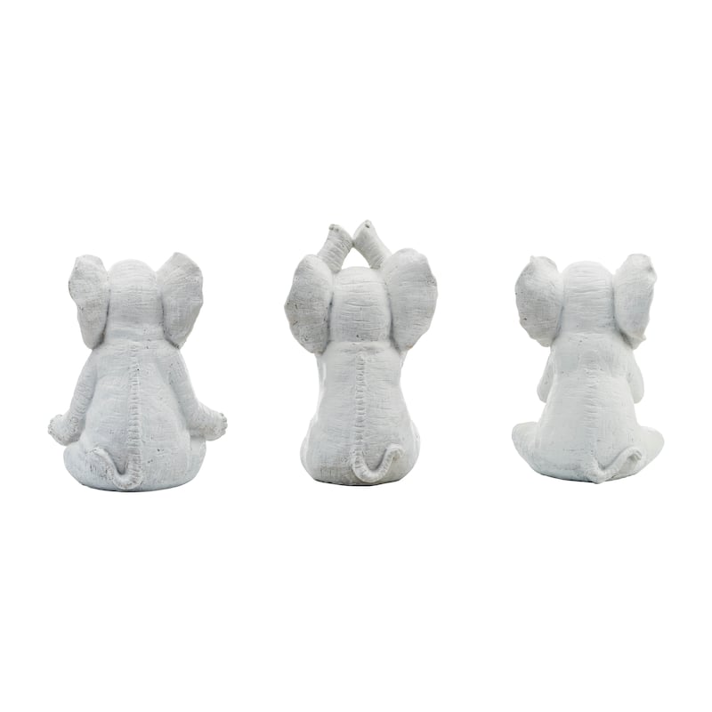 Sagebrook Home Decorative Resin Elephant Figurines with Yoga Poses, Set of 3