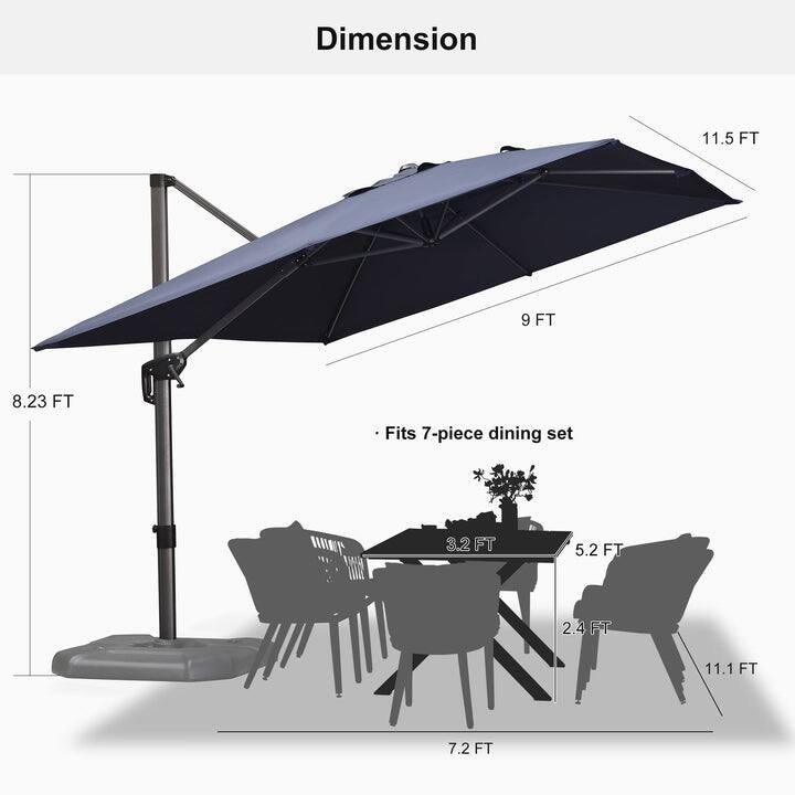 PURPLE LEAF 9 x 11.5 ft 360 Degree Rotation Patio Umbrella With Base