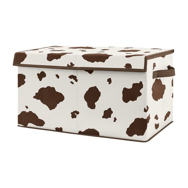 slide 2 of 4, Wild West Cow Print Collection Boy Kids Fabric Toy Bin Storage - Brown and Cream Western Southern Country Animal