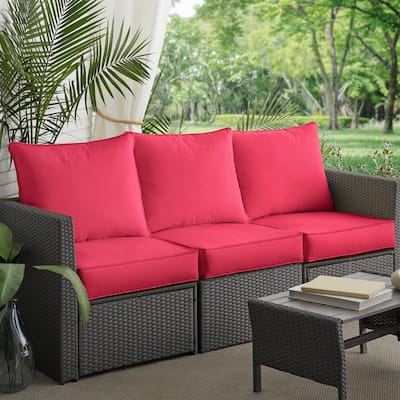 Sunbrella Hot Pink Indoor/Outdoor Sofa Pillow/Cushion Set, Corded - 23" x 25" x 5"