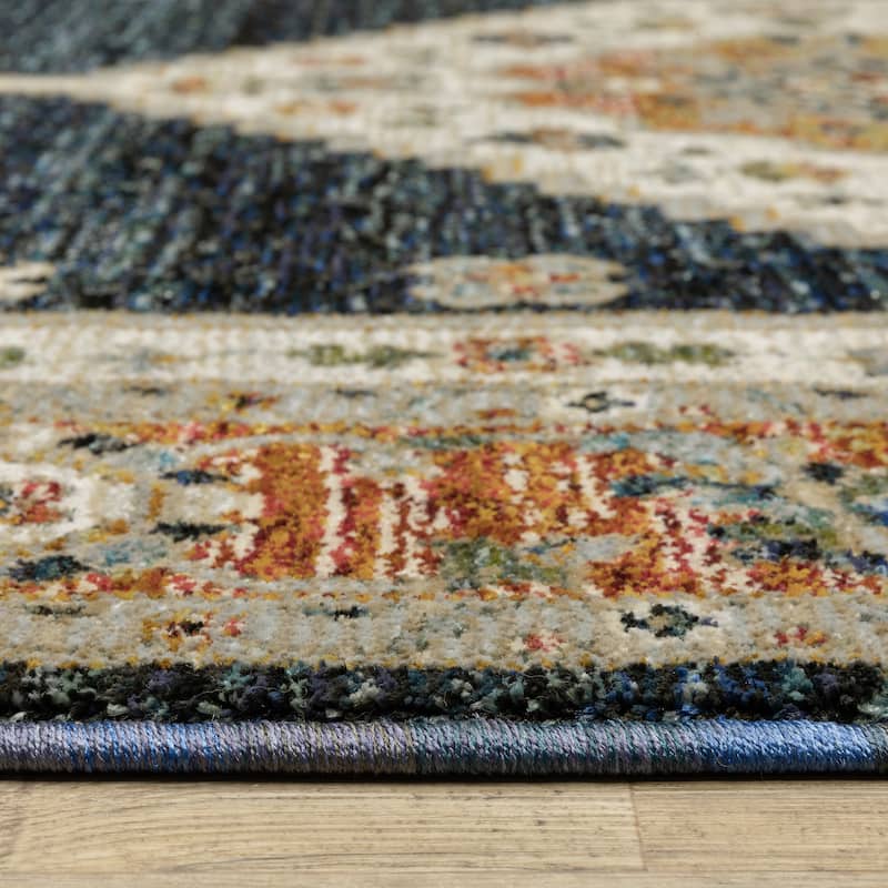 Style Haven Adalynn Center Medallion Blue/ Orange Area Rug