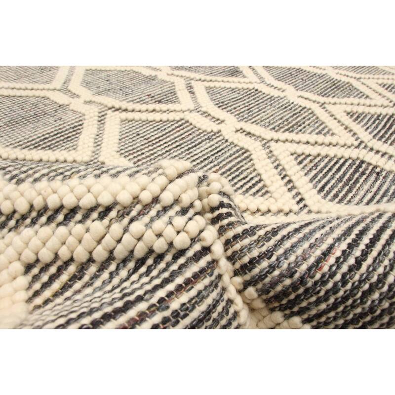 ECARPETGALLERY Braid weave Sienna Grey Wool Rug - 5'4 x 7'5
