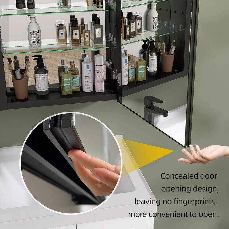 20'' W 30'' H Recessed Frameless Medicine Cabinet Mirror 3 Adjustable