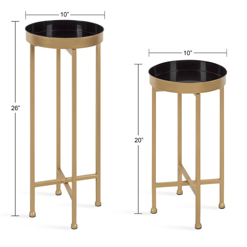 Kate and Laurel Celia Round Metal Foldable Tray Table Set