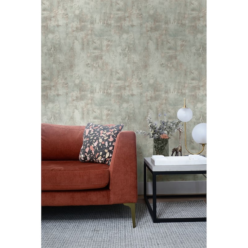 Seabrook Designs Rustic Stucco Faux Unpasted Wallpaper - 27 in. W x 27 ft. L - Mauve and Icicle
