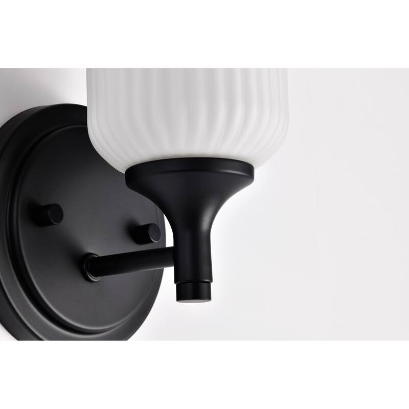 Solara 1 Light Wall Sconce Matte Black Finish Frosted Ribbed Glass - Matte Black