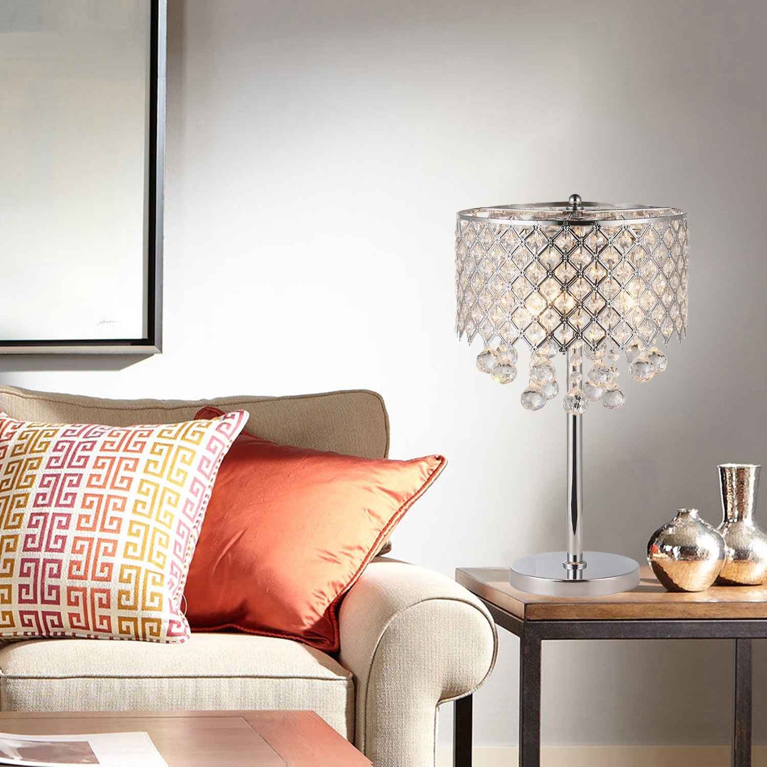 Chrome crystal table lamp hotsell